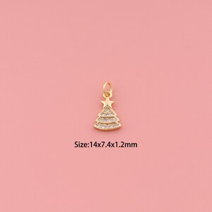 Christmas Tree Pendant,18K Gold Filled Christmas Charm,Cubic Zirconia Star,Christmas Tree Charms,DIY Christmas Charms