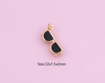 Sunglasses Pendant,18K Gold Filled Glasses Charm,Enamel Sunglasses,Glasses Charms,DIY Sunglasses Charms