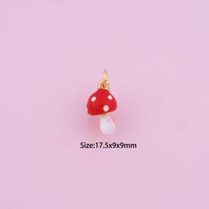 Mushroom Pendant,18K Gold Filled Mushroom Charm,Enamel Mushroom,Mushroom Charms,DIY Mushroom Charms