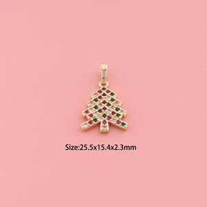 Christmas Tree Pendant,18K Gold Filled Christmas Charm,Cubic Zirconia Tree,Christmas Tree Charms,DIY Christmas Charms