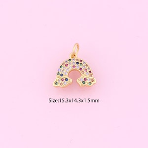 Rainbow Pendant,18K Gold Filled Rainbow Charm,Cubic Zirconia Rainbow,Rainbow Charms,DIY Rainbow Charms