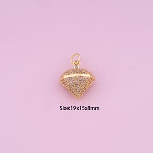 Diamond Pendant,18K Gold Filled Diamond Charm,Cubic Zirconia Diamond,Diamond Charms,DIY Diamond Charms