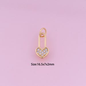 Heart Pendant,18K Gold Filled Lock Charm,Cubic Zirconia Heart,Lock Charms,DIY Lock Charms