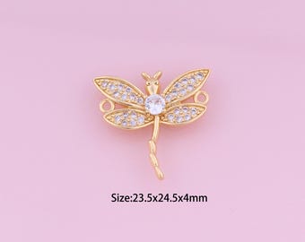 Libellenstecker,18K Gold Filled Libellenstecker,Cubic Zirconia Libelle,Libelle Stecker,DIY Libellenstecker