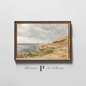 Beach painting, soft neutral tones, Seascape painting, digital download, PRINTABLE ART