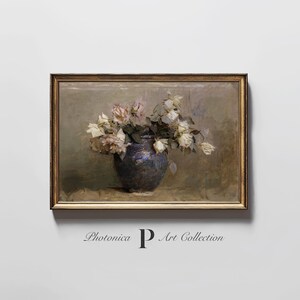 Still Life flower painting, Rustic Botanical kitchen decor, printable wall art digital download | PhotonicaDesign B1