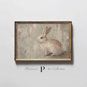 Vintage Rabbit Oil Painting, farmhouse print, Nursery Wall Art, animal art print, digital download, PRINTABLE ART | PhotonicaDesign F4