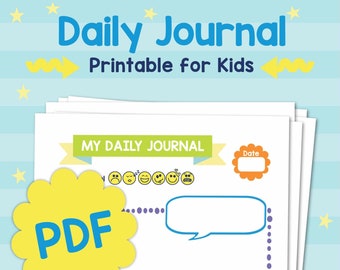 Daily Writing Prompt Journal for Kids: Printable About Me Activity INSTANT DOWNLOAD Boys Journal, Girls Journal Pages, Homeschool Printable