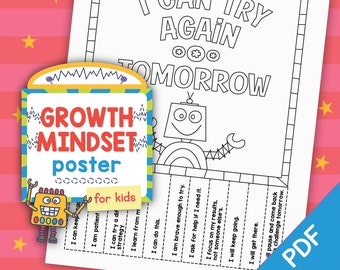 Growth Mindset Poster for Kids Printable "Take What You Need" Tear-Off Coloring Sign for Boys Girls Self Esteem Classroom Resource Activity