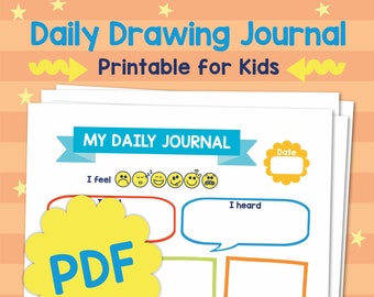 Kids Daily Journal Page Printable: About My Day Printable Activity INSTANT DOWNLOAD Journal Writing Prompts for Kids, Homeschool Resource