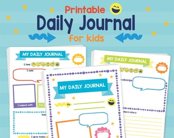 Printable Journal for Kids by Katie Clemons. Daily Gratitude Journal Kit for Girls & Boys, Easy Growth Mindset Activity Book