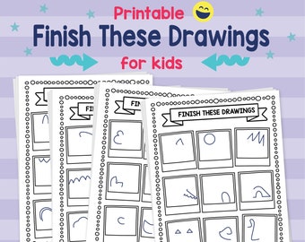 Maak de tekenprompts af: kinderen tekenen kunstproject (pdf-download)