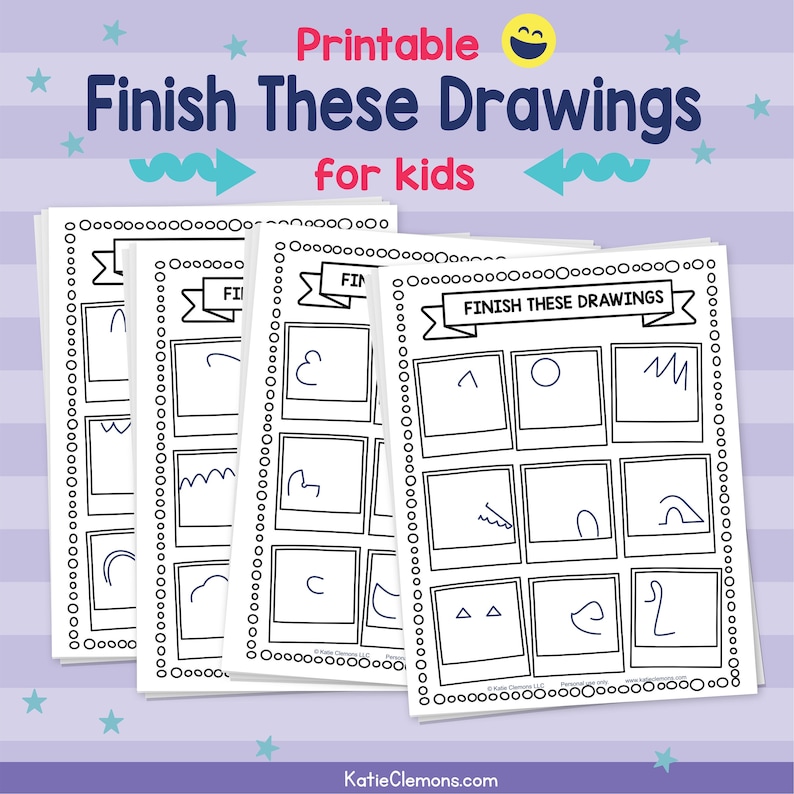 Finish the Drawing Prompts: Kids How to Draw Art Project (PDF Download) image 1