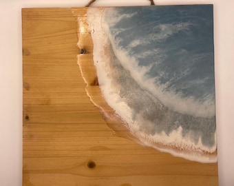 Resin Ocean Wave Art: Wood Beach Wall Decor