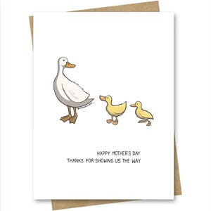 Jolie carte de fête des mères de notre part : canard et canetons