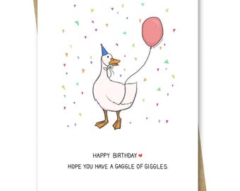 Leuke verjaardagskaart: eend met confetti