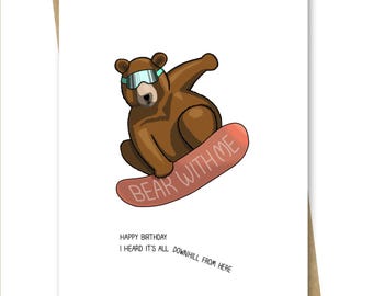 Grappige verjaardagskaart — Snowboardbeer