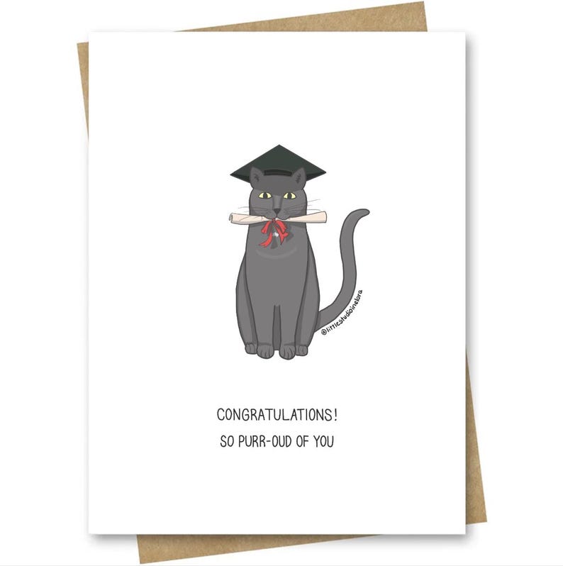 Cute Graduation Card — Cat Grad - Etsy