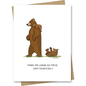 Jolie carte pour la fête des pères : ours et oursons