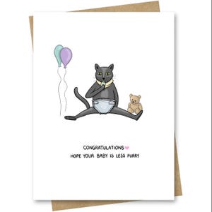 Carte baby shower — Bébé chat à fourrure