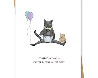 Babyshowerkaart — Baby harige kat