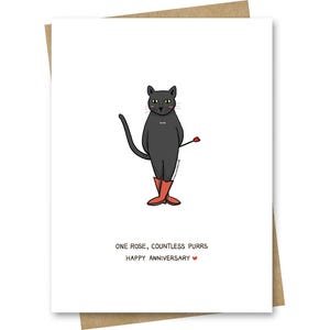 Carte d'anniversaire : chat avec une fleur pour petit ami Petite amie Partenaire Mari Épouse Couple