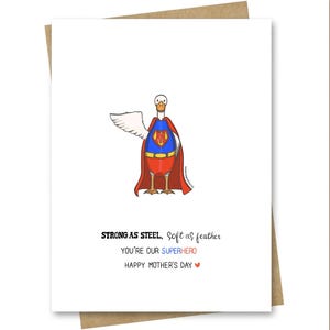 Biglietto d'auguri carino per la festa della mamma da parte del marito/partner/figli/bambini — Superhero Mom Duck