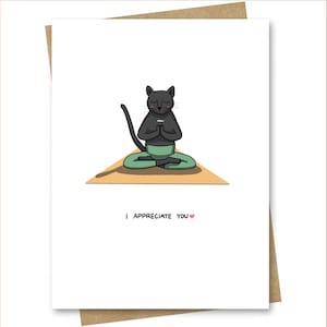 Carte de remerciement — Chat Namaste pour un ami Famille Petit ami Petite amie Collègue Voisin