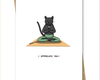 Bedankkaart — Namaste Kat voor vriend Familie Vriendje Vriendin Collega Buur