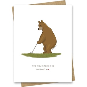 Jolie carte pour la fête des pères — Ours jouant au golf