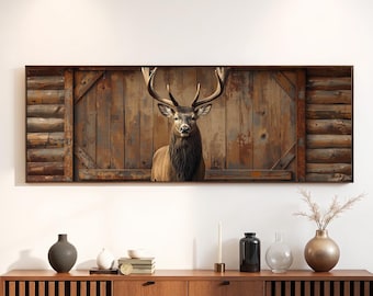 Majestic Stag Canvas Wall Art | Rustic Lodge Deer Portrait for Cabin or Living Room | Woodland Wildlife Decor | Farmhouse Nature Art