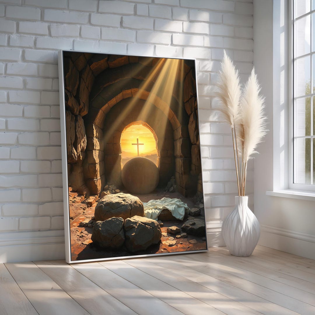 Empty Tomb Resurrection Wall Art | Christian Canvas Print With Sunrise ...