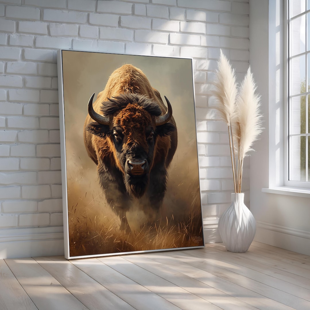 Powerful Bison Canvas Wall Art | Majestic Wildlife Western Decor for ...