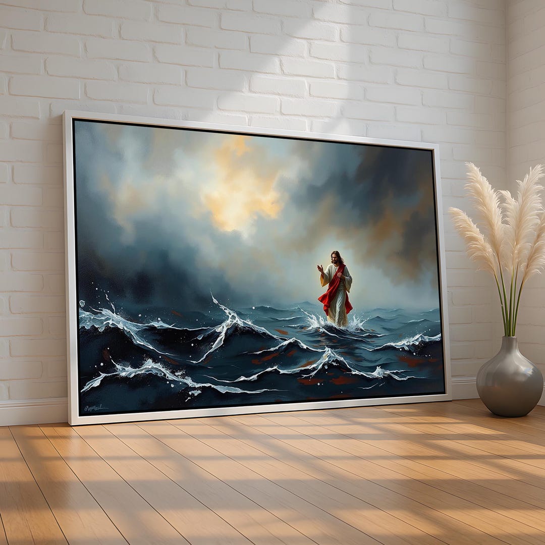 Jesus Walking on Water Wall Art | Powerful Christian Canvas With Ocean ...