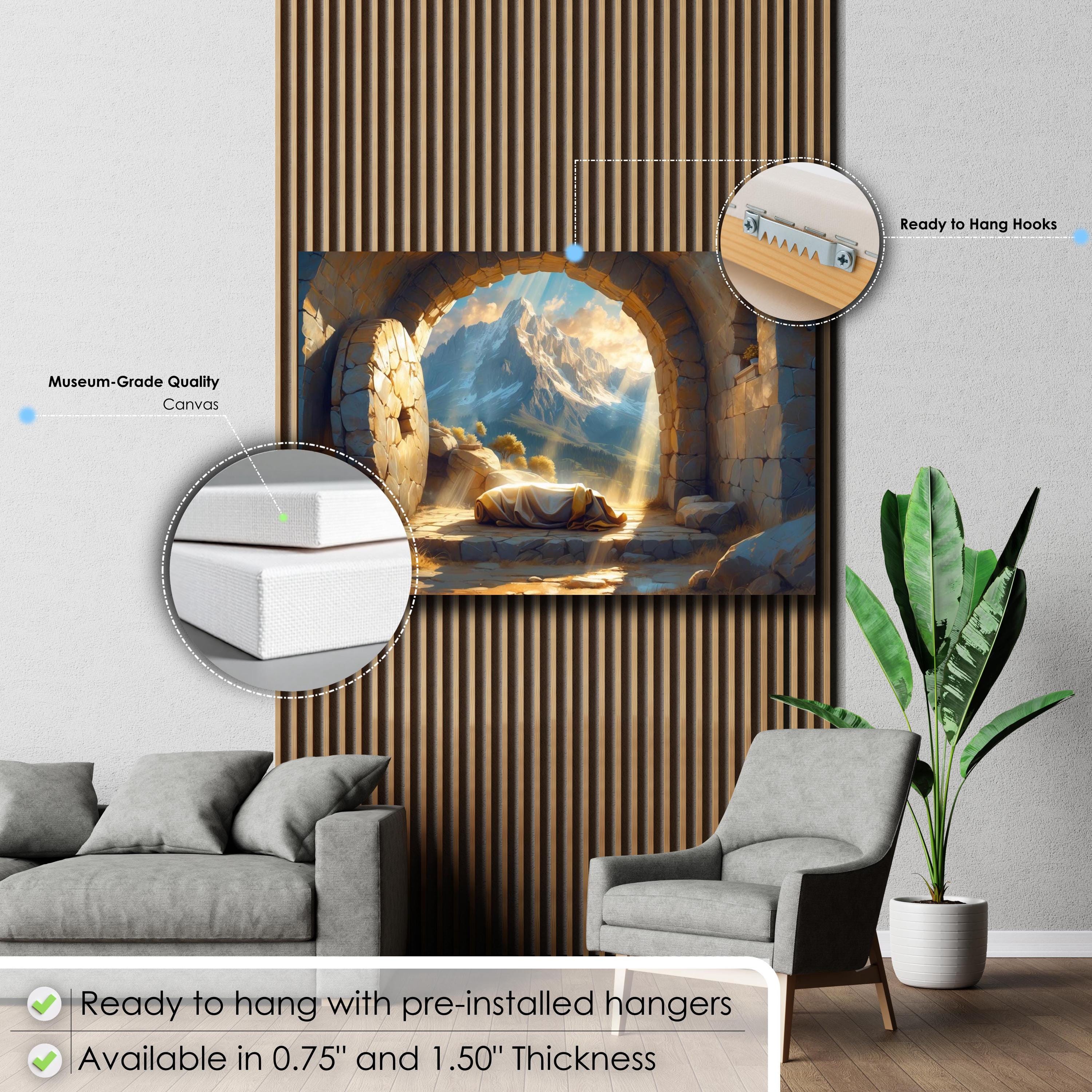 Empty Tomb of Jesus Canvas | He is Risen Christian Wall Art | Easter ...