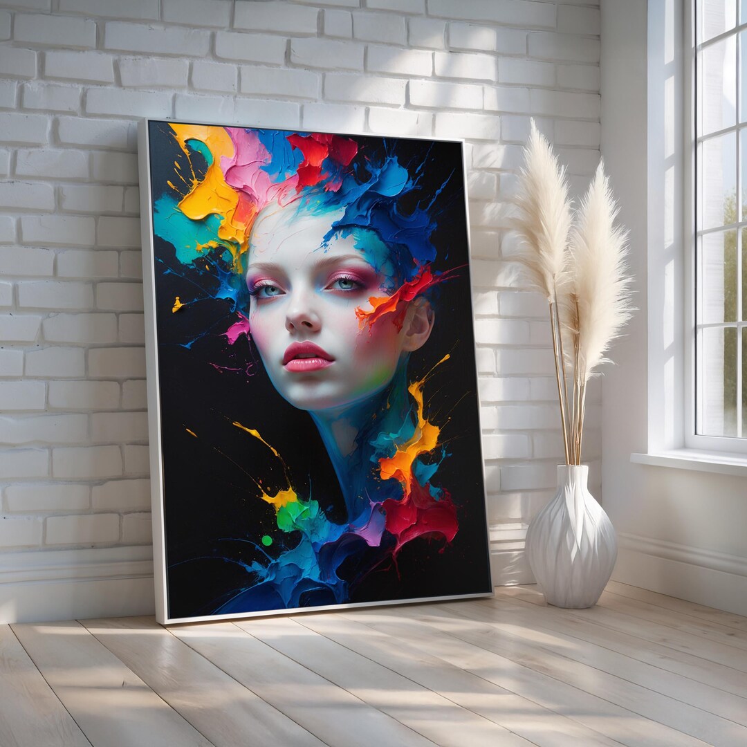 Colorful Abstract Woman Portrait | Modern Art Canvas & Poster | Bold ...