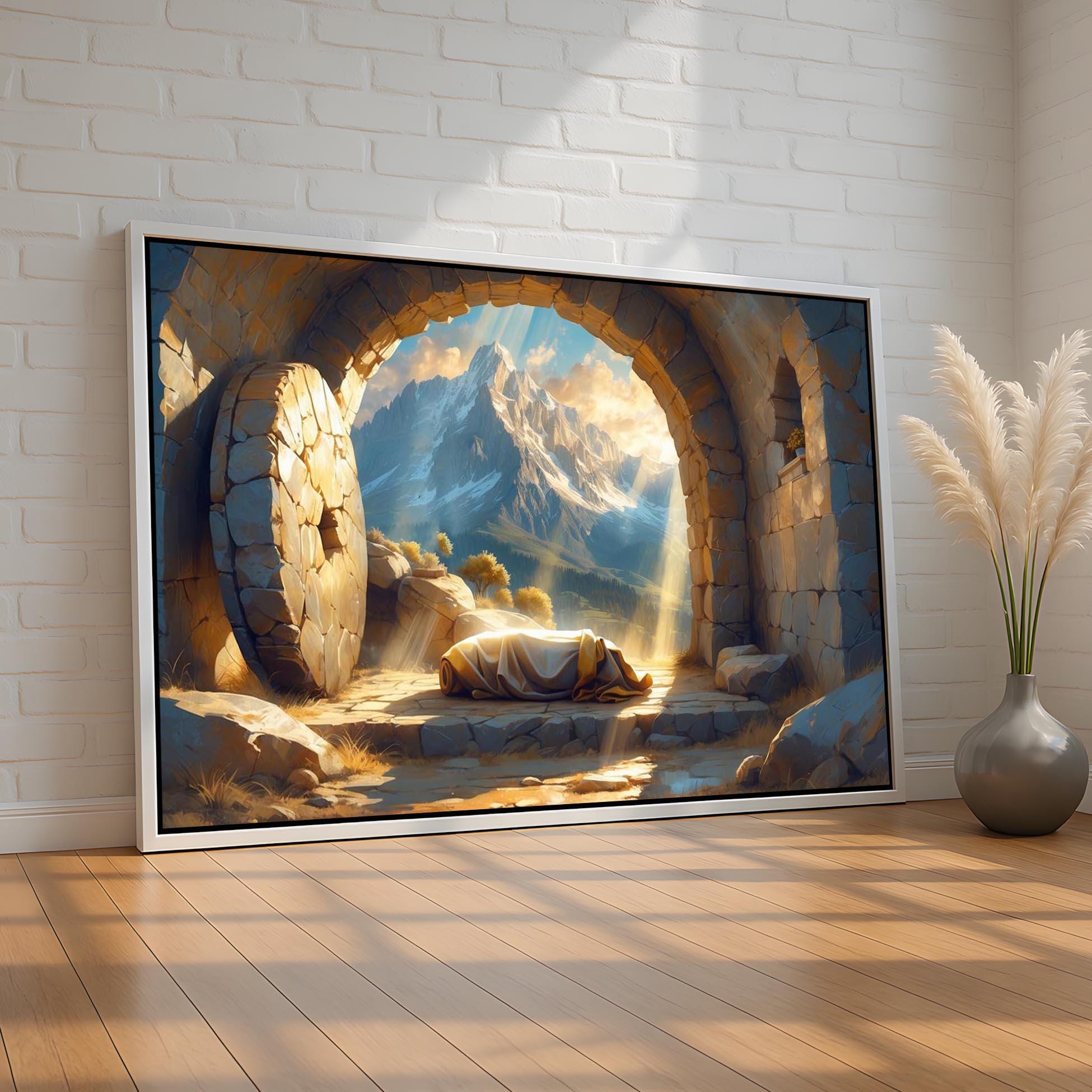 Empty Tomb of Jesus Canvas | He is Risen Christian Wall Art | Easter ...