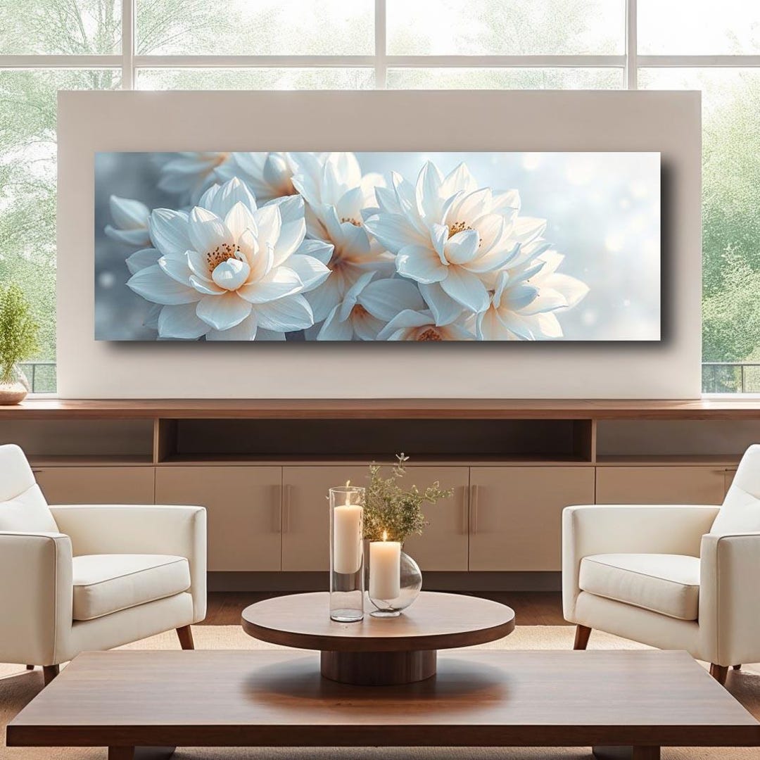 White Lotus Wall Art | Tranquil Floral Canvas | Zen Meditation Print ...