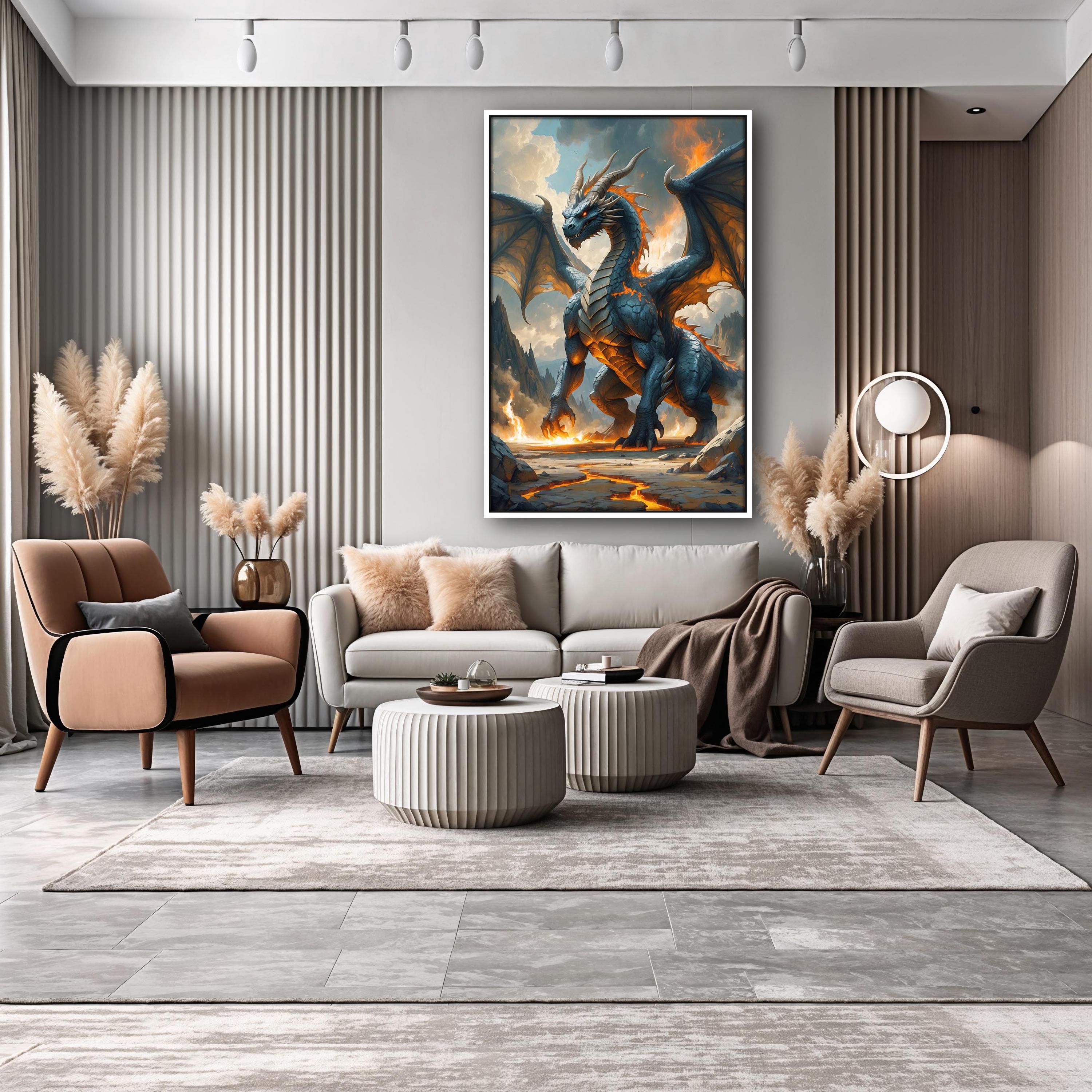 Fire Dragon Wall Art | Fantasy Dragon Canvas or Poster | Mythical ...
