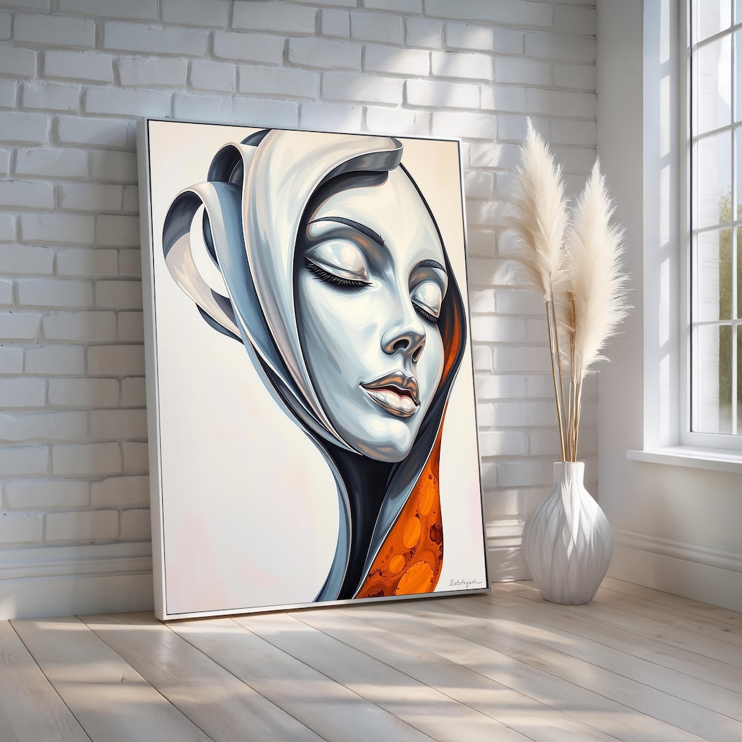Abstract Woman Face Wall Art Poster | Modern Minimalist Portrait Canvas ...