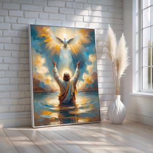 Baptism of Jesus Wall Art | Holy Spirit Dove Christian Canvas | Inspirational Faith Decor for Home, Church, or Gift | Ready to Hang