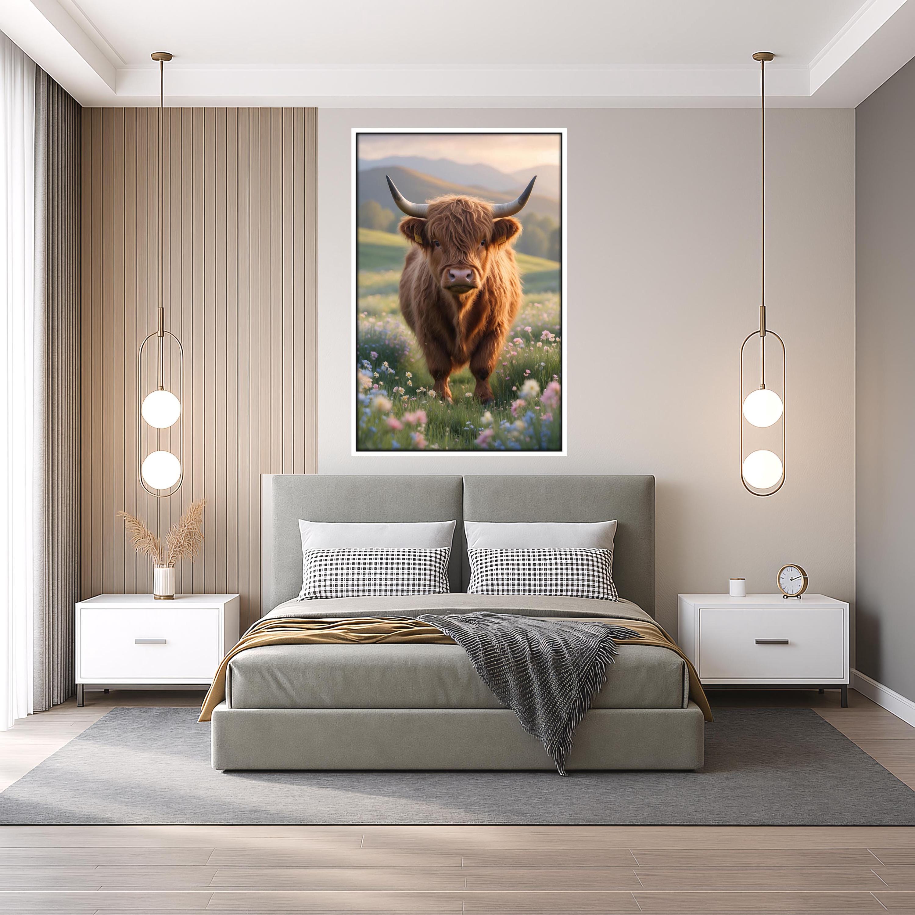 Highland Cow Canvas Poster | Rustic Farm Animal Wall Art | Country ...