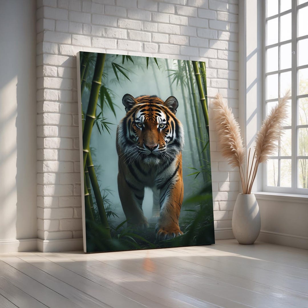 Tiger in Bamboo Forest Wall Art | Jungle Wildlife Canvas Print | Bold ...