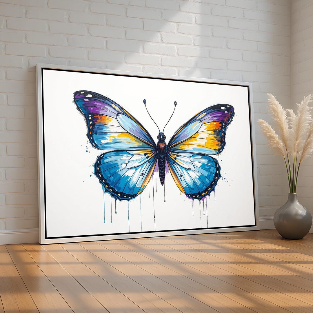 Colorful Butterfly Wall Art | Vibrant Blue, Yellow & Purple Wings With ...