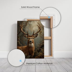 Majestic Deer Canvas Wall Art | Rustic Wildlife Forest Decor for Cabin ...
