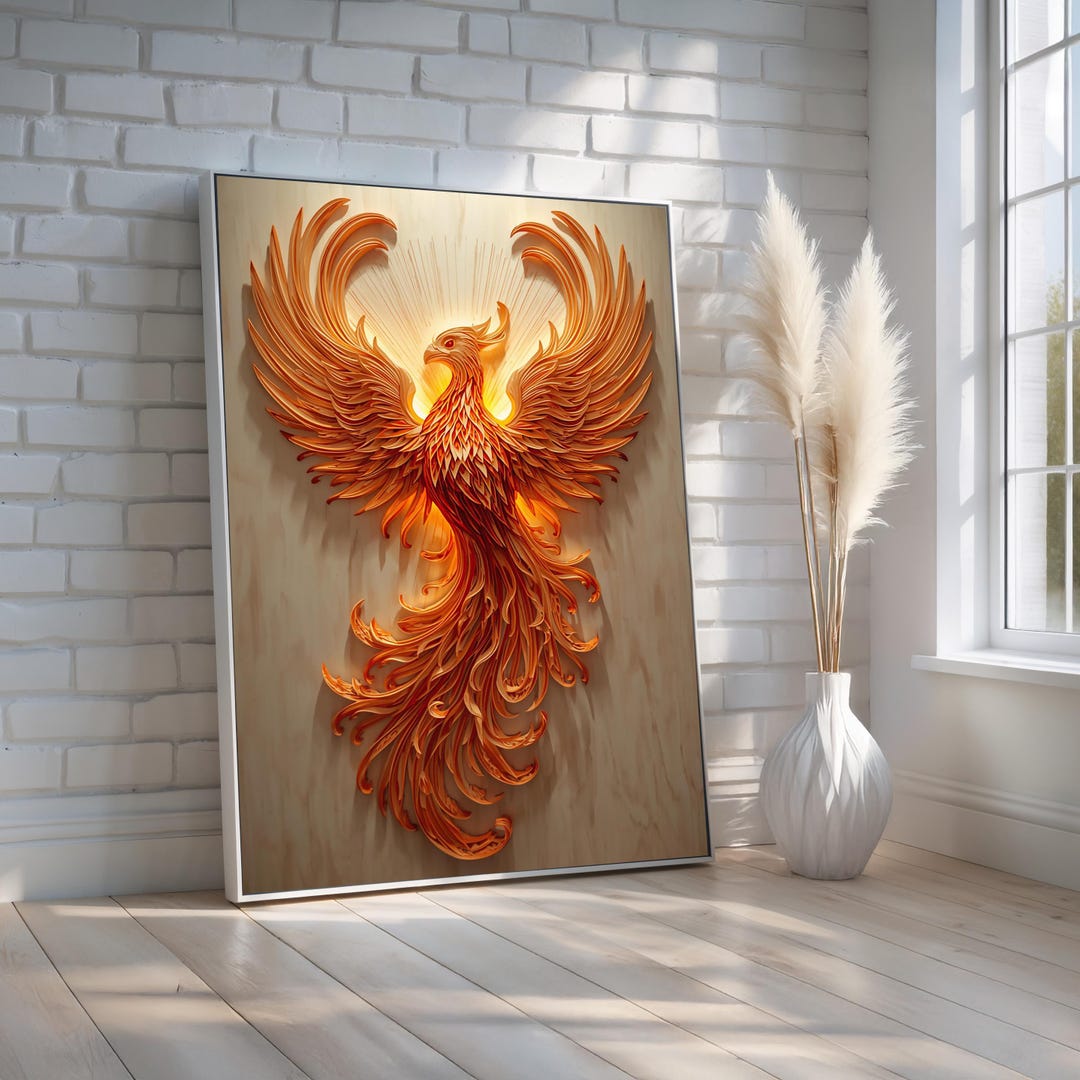 Phoenix Rising Wall Art | Mythical Fire Bird Canvas | Symbol of Rebirth ...
