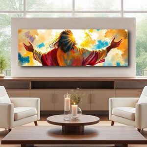Jesus Christ Canvas Wall Art | Christian Inspirational Decor | Modern Religious Wall Art | Vibrant Spiritual Home Decor | AR342