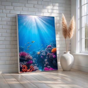 Underwater Coral Reef Wall Art | Vibrant Ocean Fish Canvas Print | Tropical Marine Life Decor | Beach House Gift | Ready to Hang