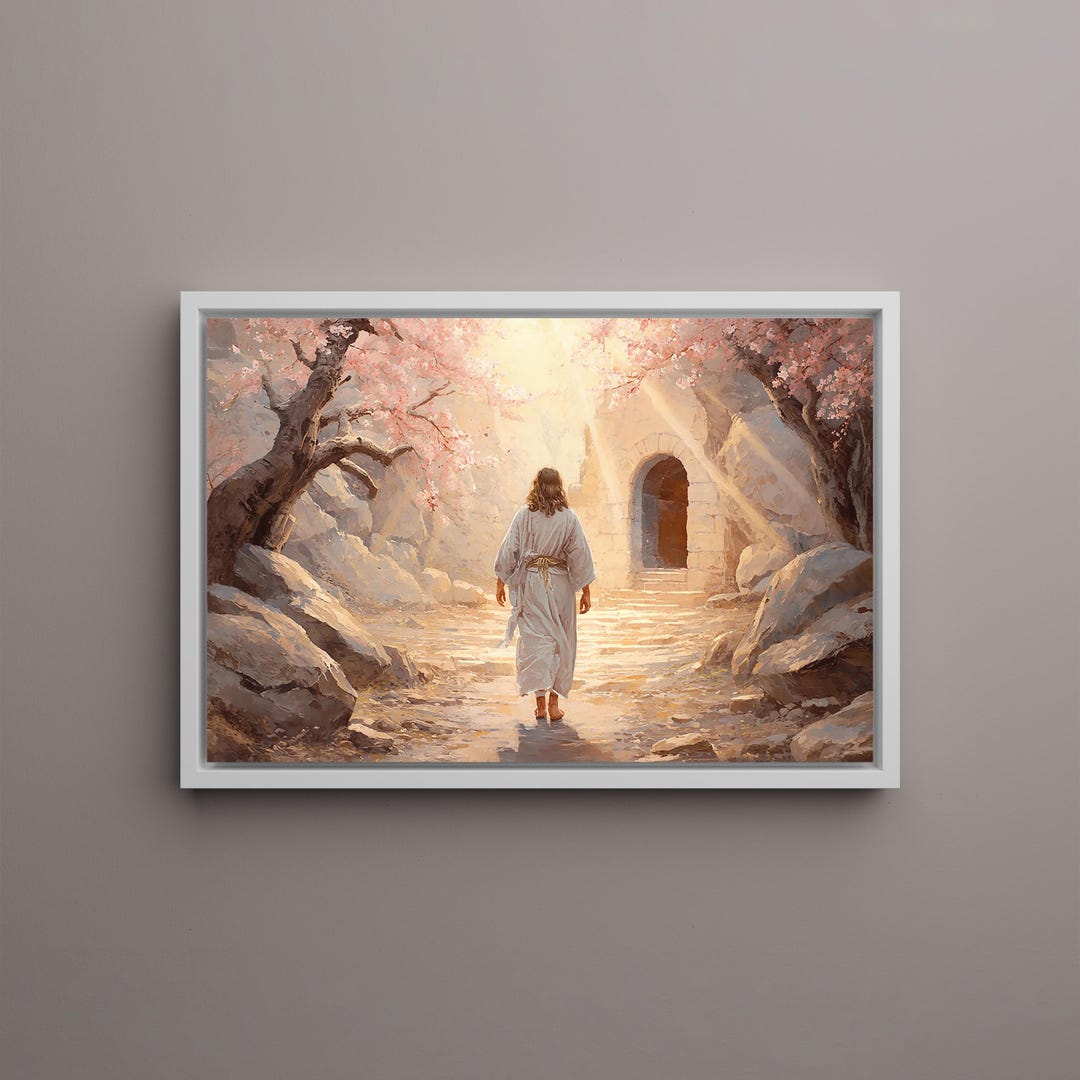 Jesus Walking Toward Light Canvas Wall Art | Inspirational Christian ...