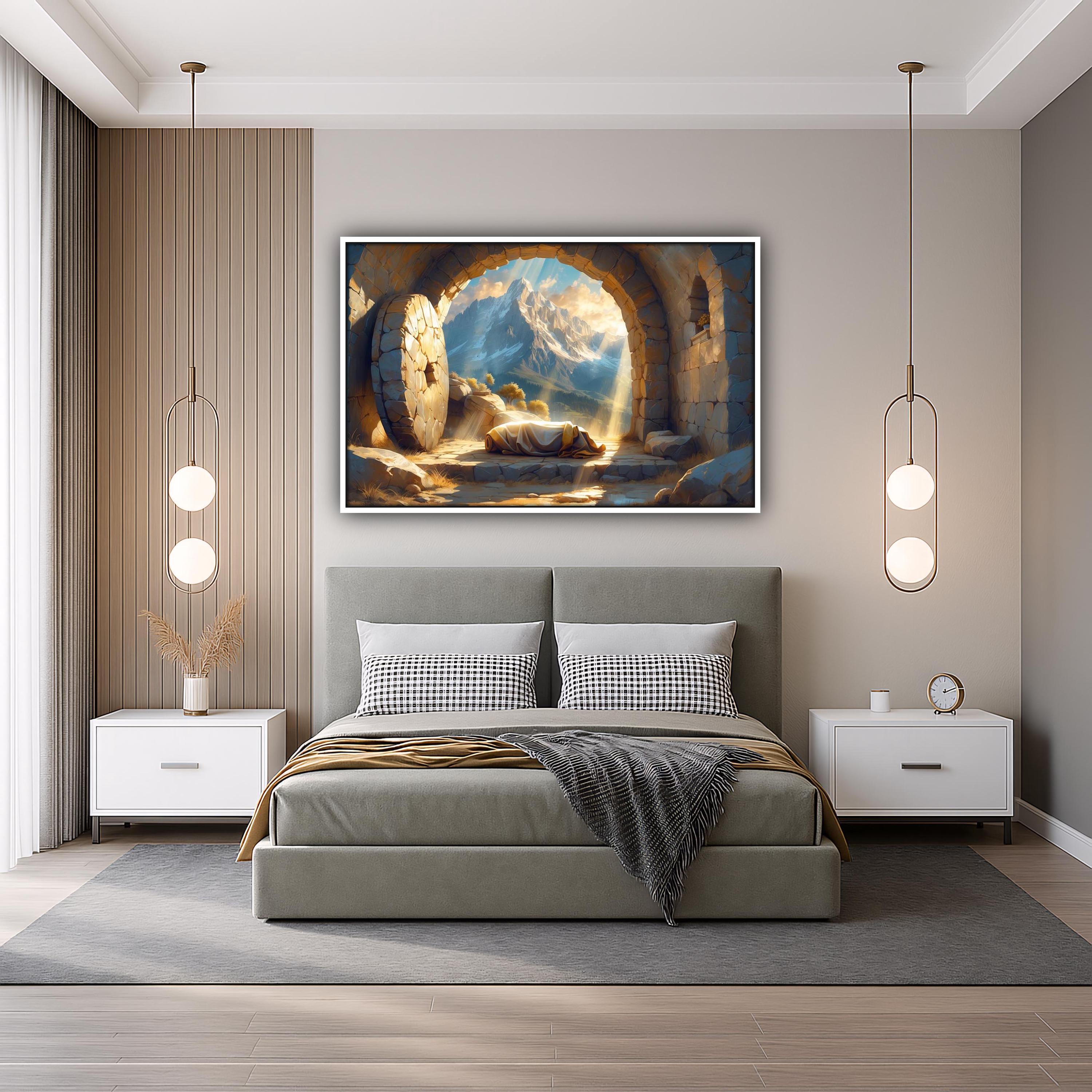Empty Tomb of Jesus Canvas | He is Risen Christian Wall Art | Easter ...